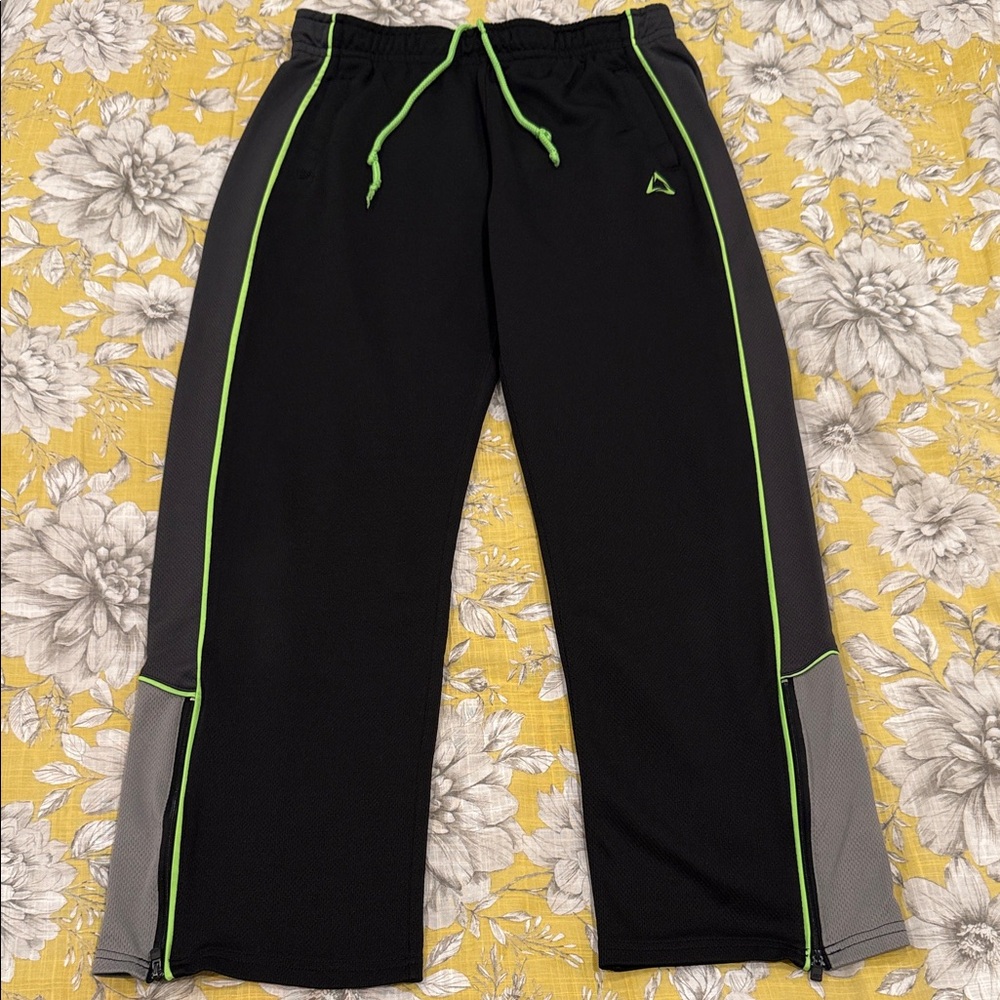 Aeropostale Black Athletic Pants with Green Accents